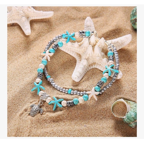 Beach Themed Ankle Bracelets for Women Layered Adjustable Anklets Foot Jewelry - Picture 7 of 8
